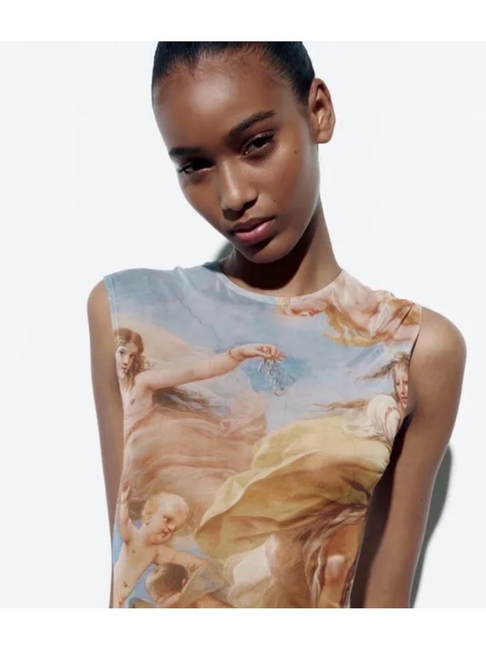 Zara Luca Giordano Renaissance Art Print Tulle Bodysuit Size M Limited Edition